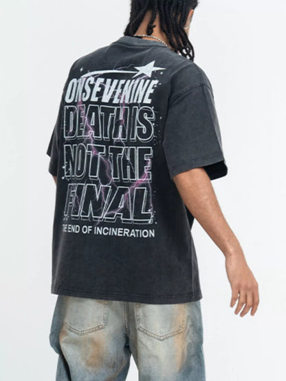 Men's Vintage Washed oversized graphic T-shirt – men's bold Y2K streetwear graphic tee, product image 4