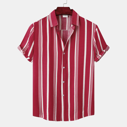 Men's Striped Short Sleeve Button-Down Shirt | DCDesigns