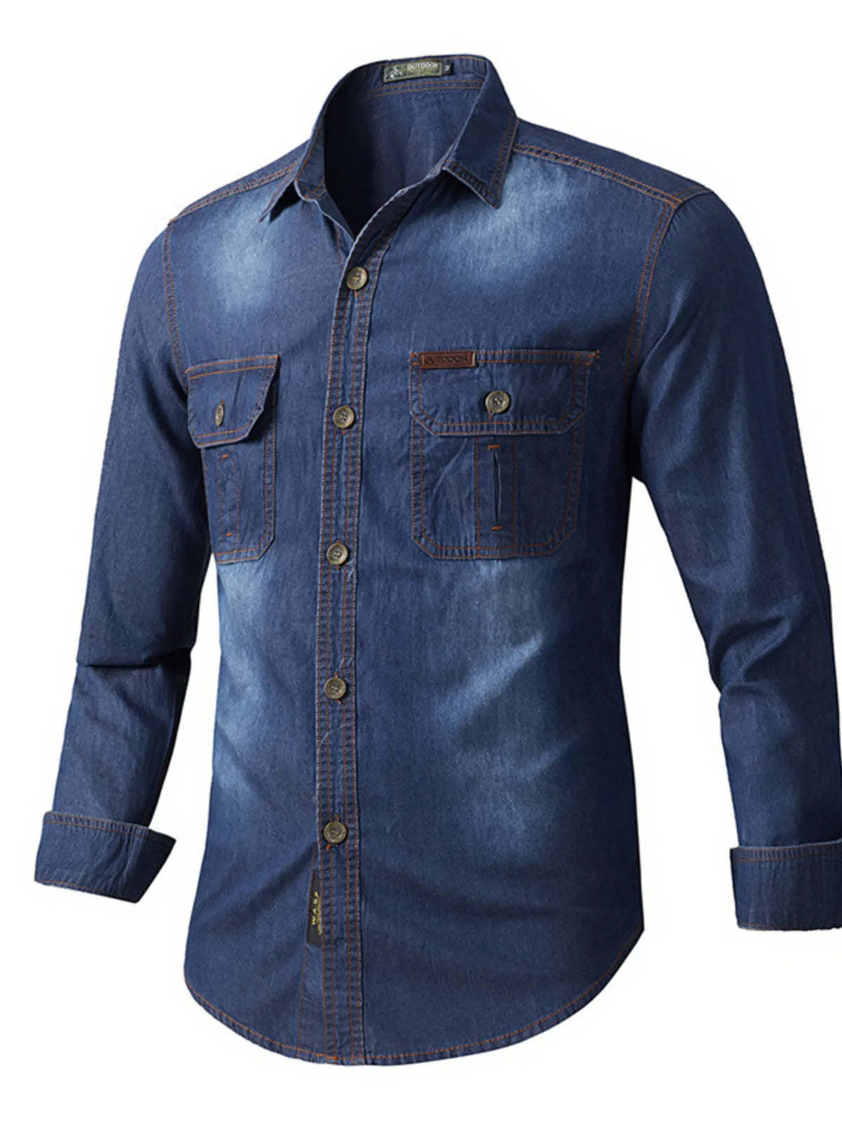 Men's Vintage Wash Long Sleeve Denim Shirt | DCDesigns