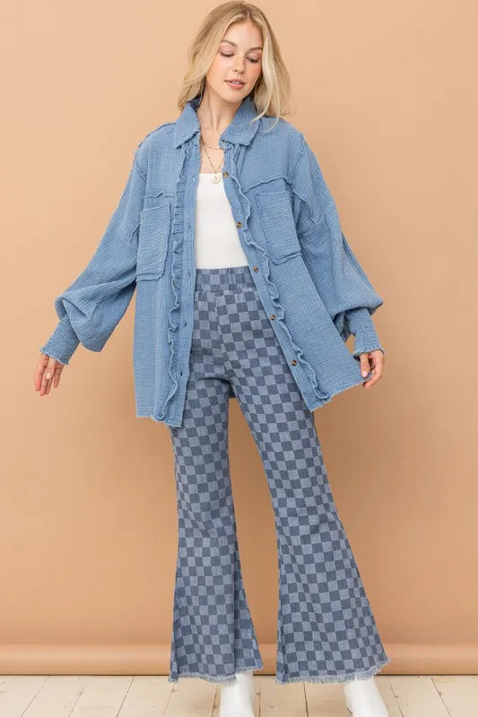 And The Why Checkerboard High-Waist Bell Pants - DCDesigns women’s fashion