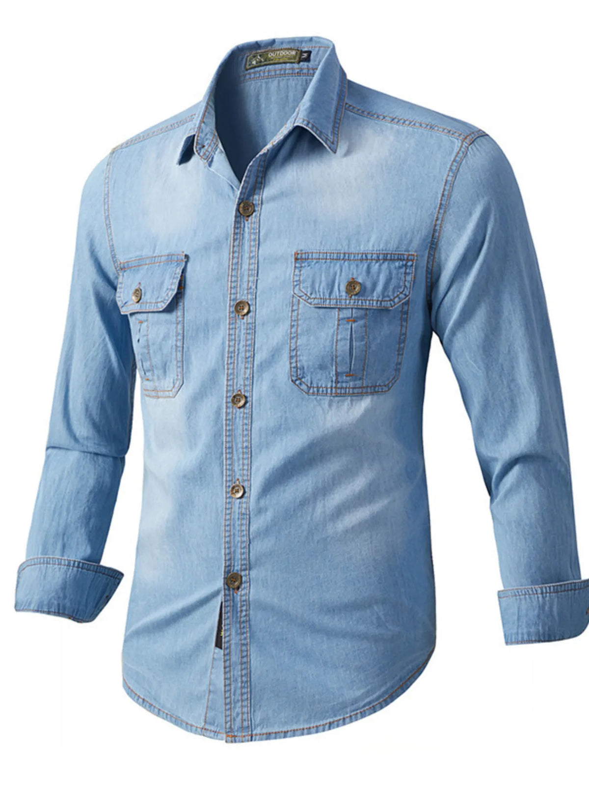 Men's Vintage Wash Long Sleeve Denim Shirt | DCDesigns