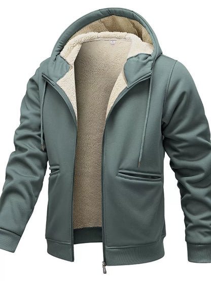 Men's Full Size Warm Fleece Lined Zip-Up Hoodie Plus Size - DCDesigns mens casual hoodie product view