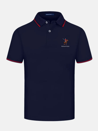 Men's Embroidered Short Sleeve Polo Shirt - Navy