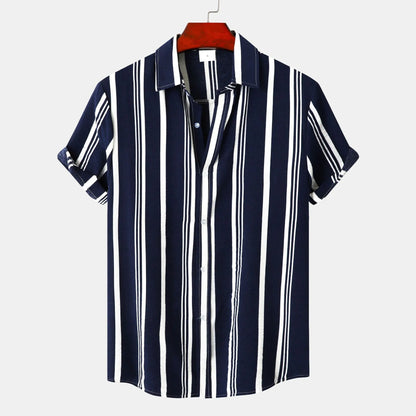 Men's Striped Short Sleeve Button-Down Shirt | DCDesigns