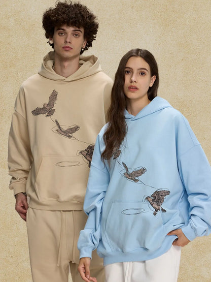 Men's Graphic Long Sleeve Hoodie with Kangaroo Pocket - DCDesigns mens casual hoodie product view
