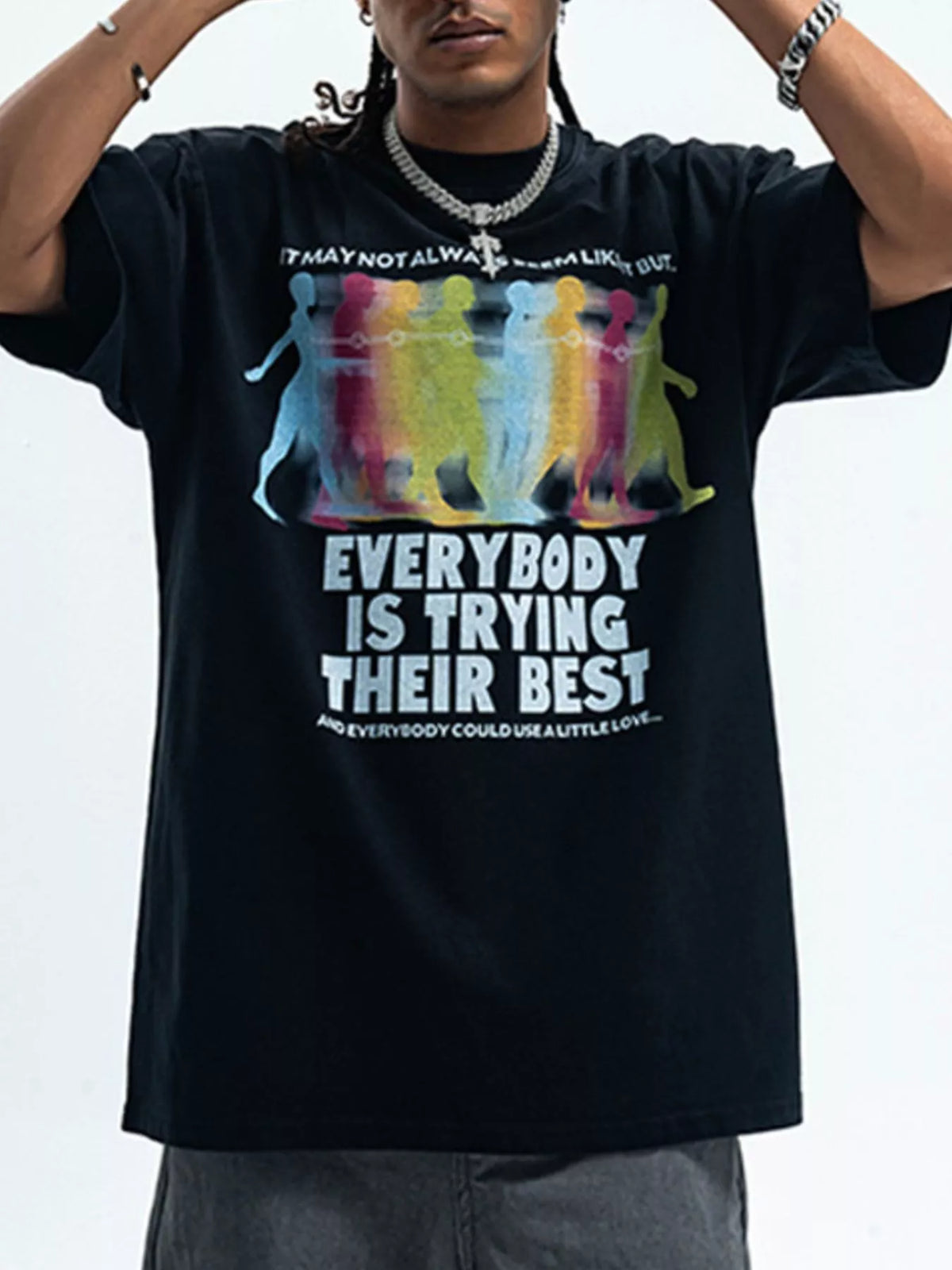 Men's oversized Men's Graphic Round Neck Short Sleeve T-Shirt – men's bold Y2K streetwear graphic tee, product image 4