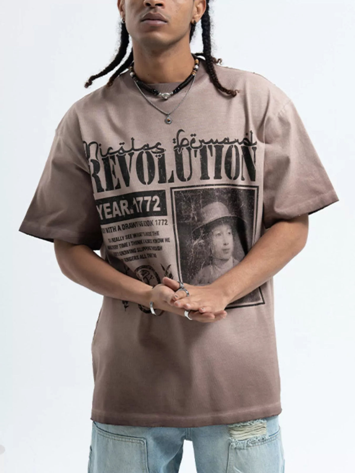 Men's Letter Graphic Oversized T-Shirt – men's bold Y2K streetwear graphic tee, product image 1