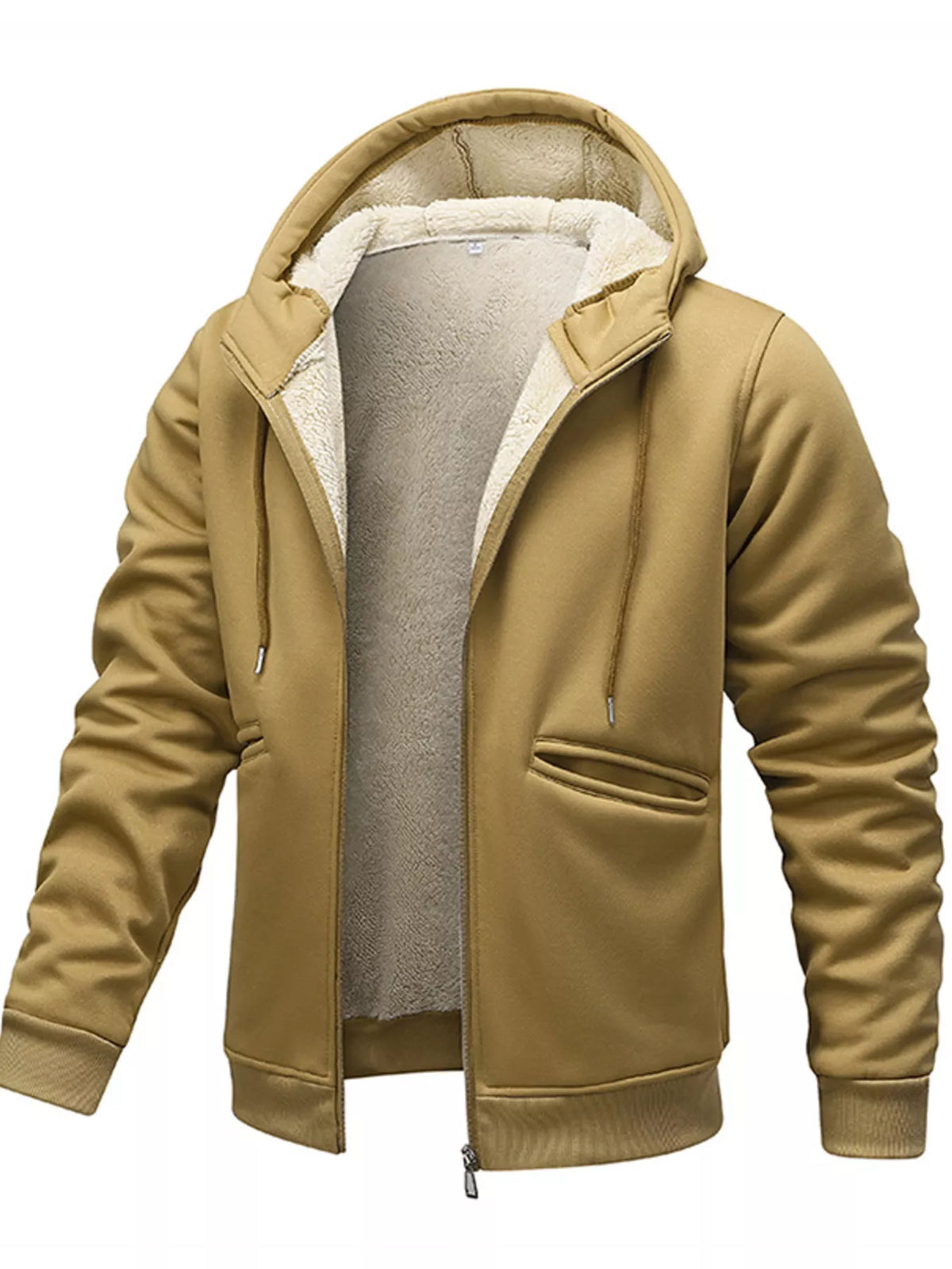 Men's Full Size Warm Fleece Lined Zip-Up Hoodie Plus Size - DCDesigns mens casual hoodie product view