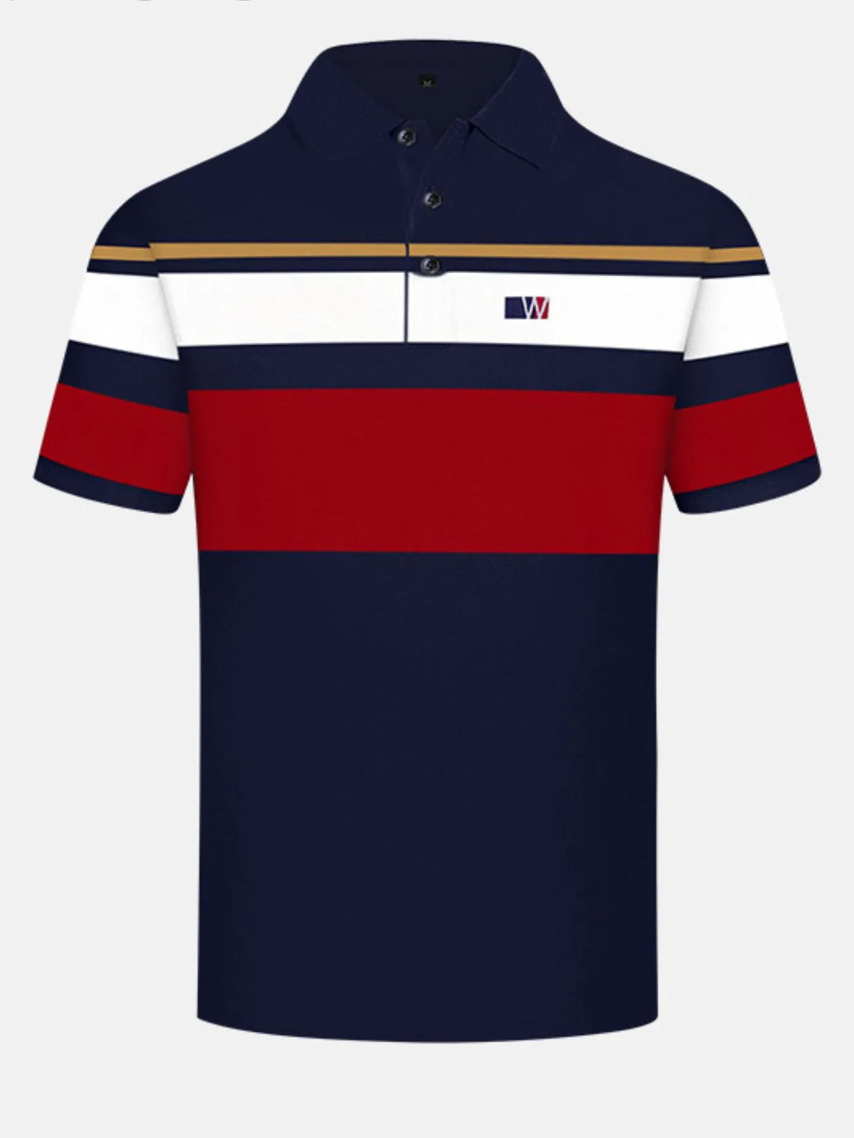 Men's Color Block Short Sleeve Polo Shirt - Navy