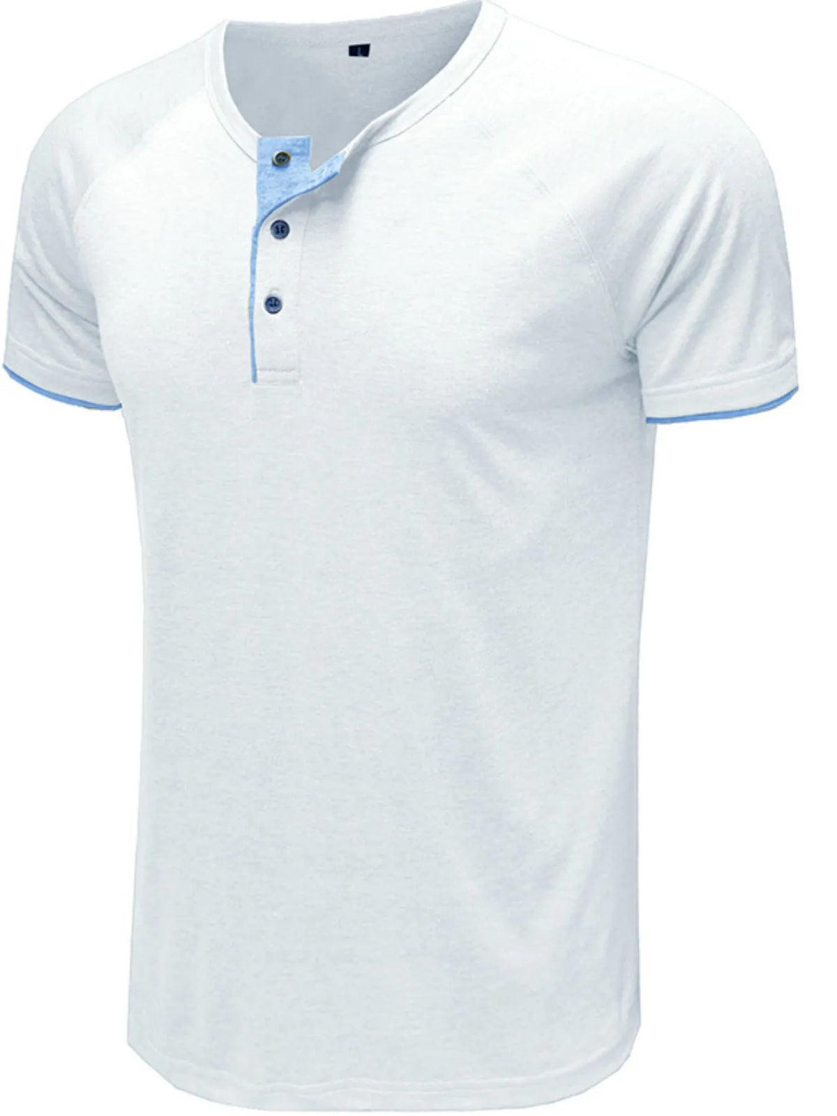 Men's Classic Contrast Trim Henley Polo Shirt - White