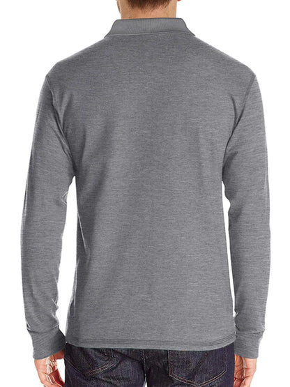 Men's Long Sleeve Pocket Polo Shirt - Gray