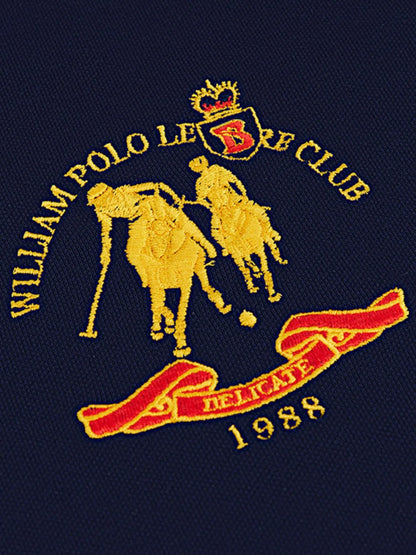 Men's Short Sleeve Embroidered Polo Shirt - Navy