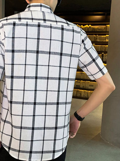 Men's Casual Plaid Short Sleeve Shirt | DCDesigns