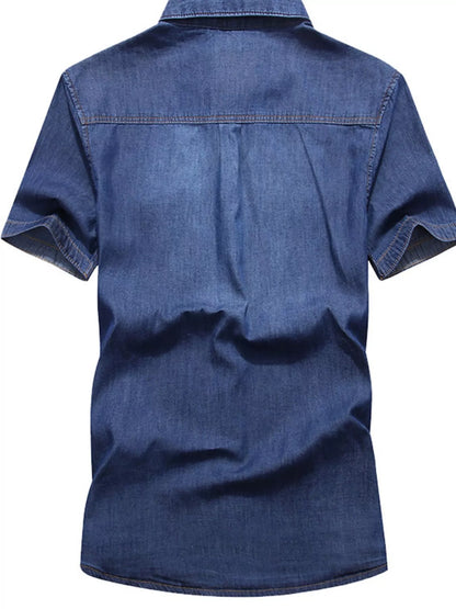 Men's Casual Short Sleeve Denim Shirt | DCDesigns
