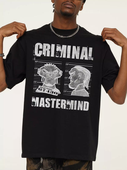 Men's Criminal Mastermind Graphic Oversized T-Shirt – men's bold Y2K streetwear graphic tee, product image 7