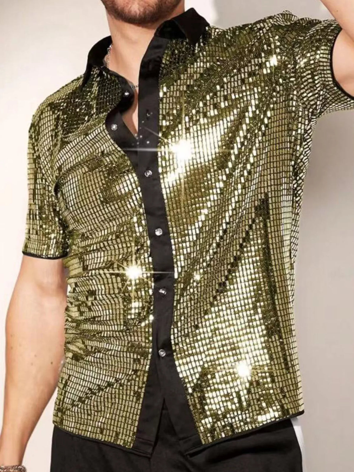 Men's Sequin Button-Up Shirt | DCDesigns