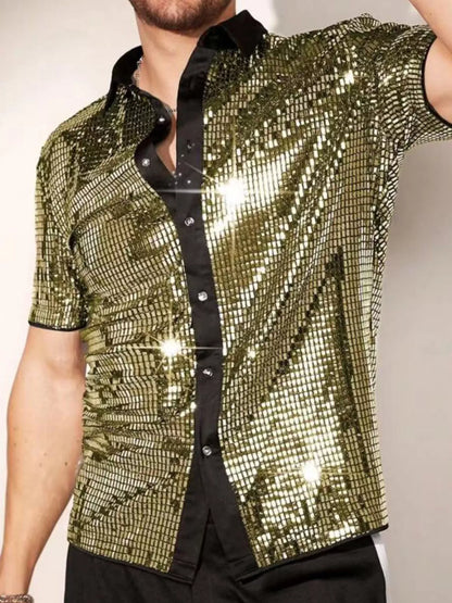 Men's Sequin Button-Up Shirt | DCDesigns