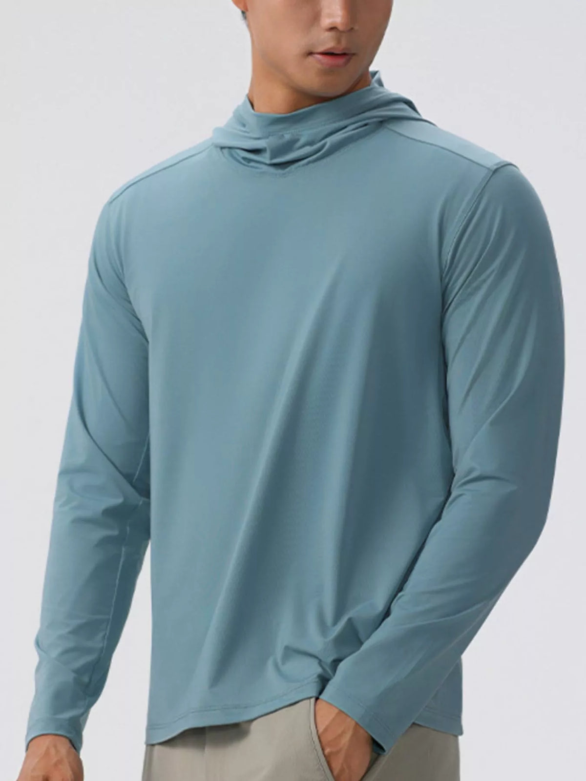 Men's Solid Color Long Sleeve Hoodie - DCDesigns mens casual hoodie product view