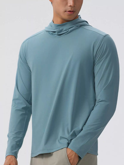 Men's Solid Color Long Sleeve Hoodie - DCDesigns mens casual hoodie product view