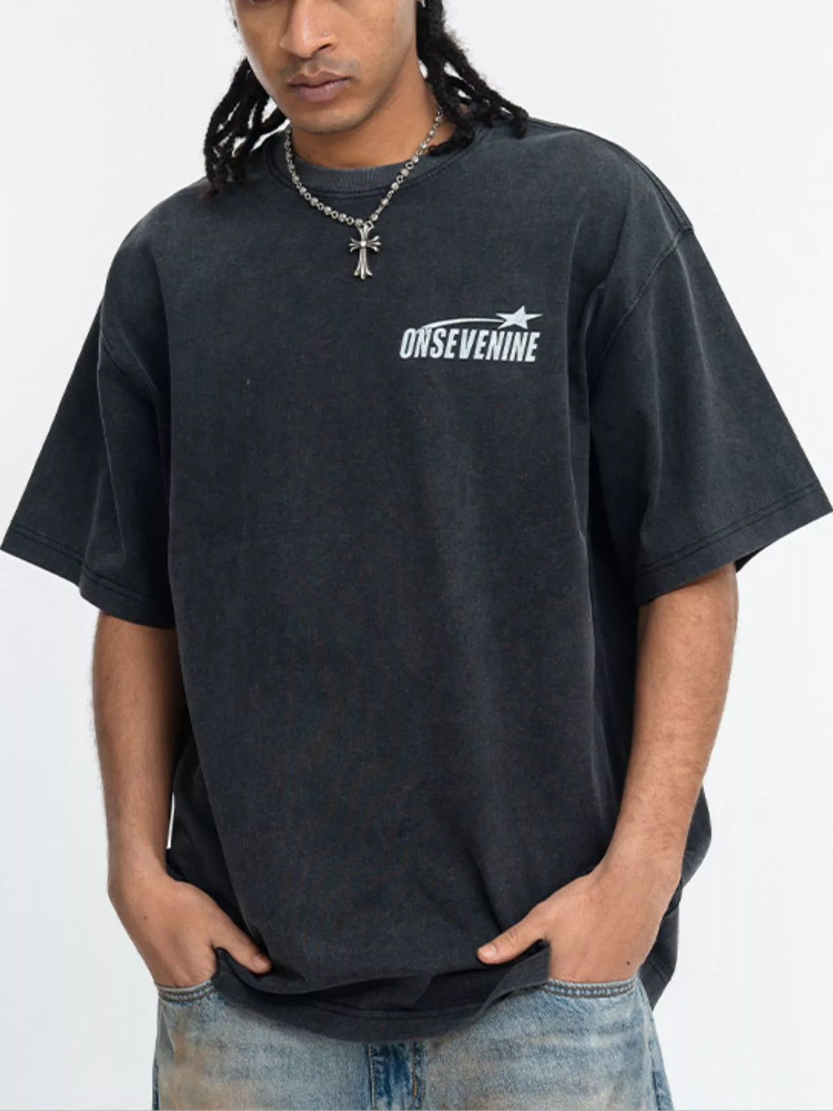 Men's Vintage Washed oversized graphic T-shirt – men's bold Y2K streetwear graphic tee, product image 2