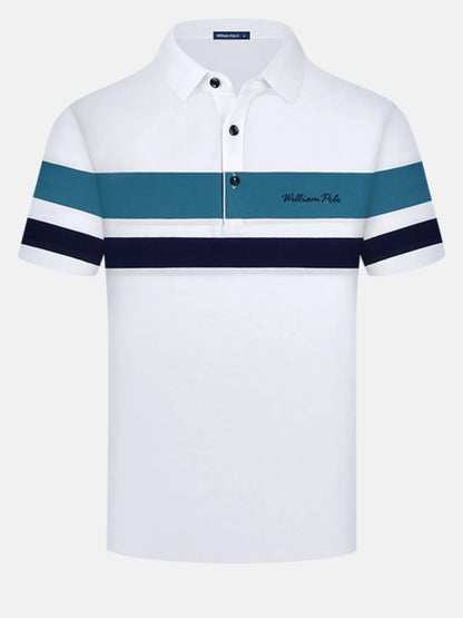 Men's Classic Color Block Short Sleeve Polo Shirt - Navy