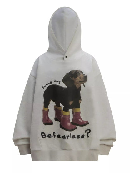 Men's Dog Graphic Long Sleeve Hoodie - DCDesigns mens casual hoodie product view
