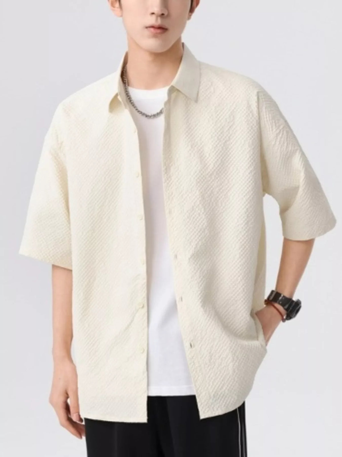 Men's Textured Short Sleeve Shirt | DCDesigns