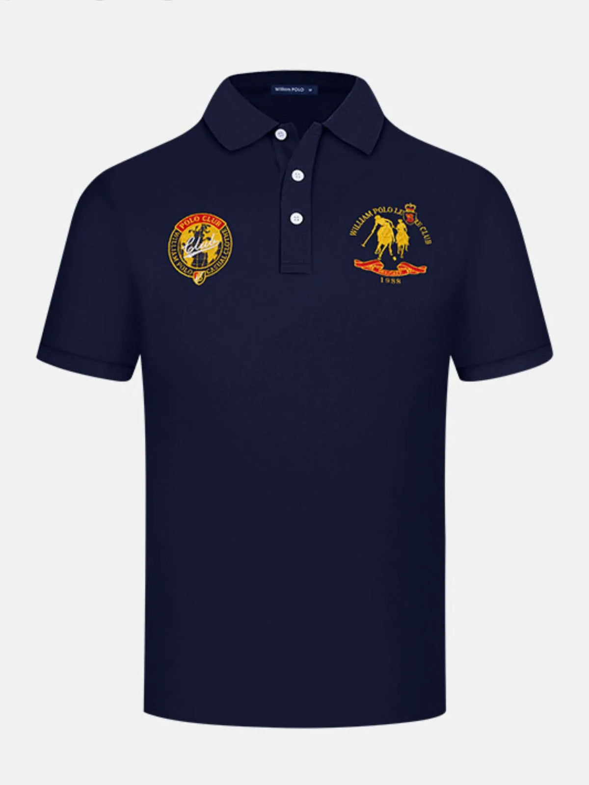 Men's Short Sleeve Embroidered Polo Shirt - Navy