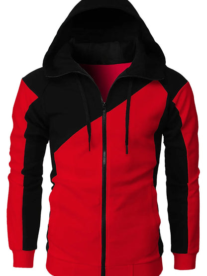 Men's Color Block Zip-Up Hoodie - DCDesigns mens casual hoodie product view