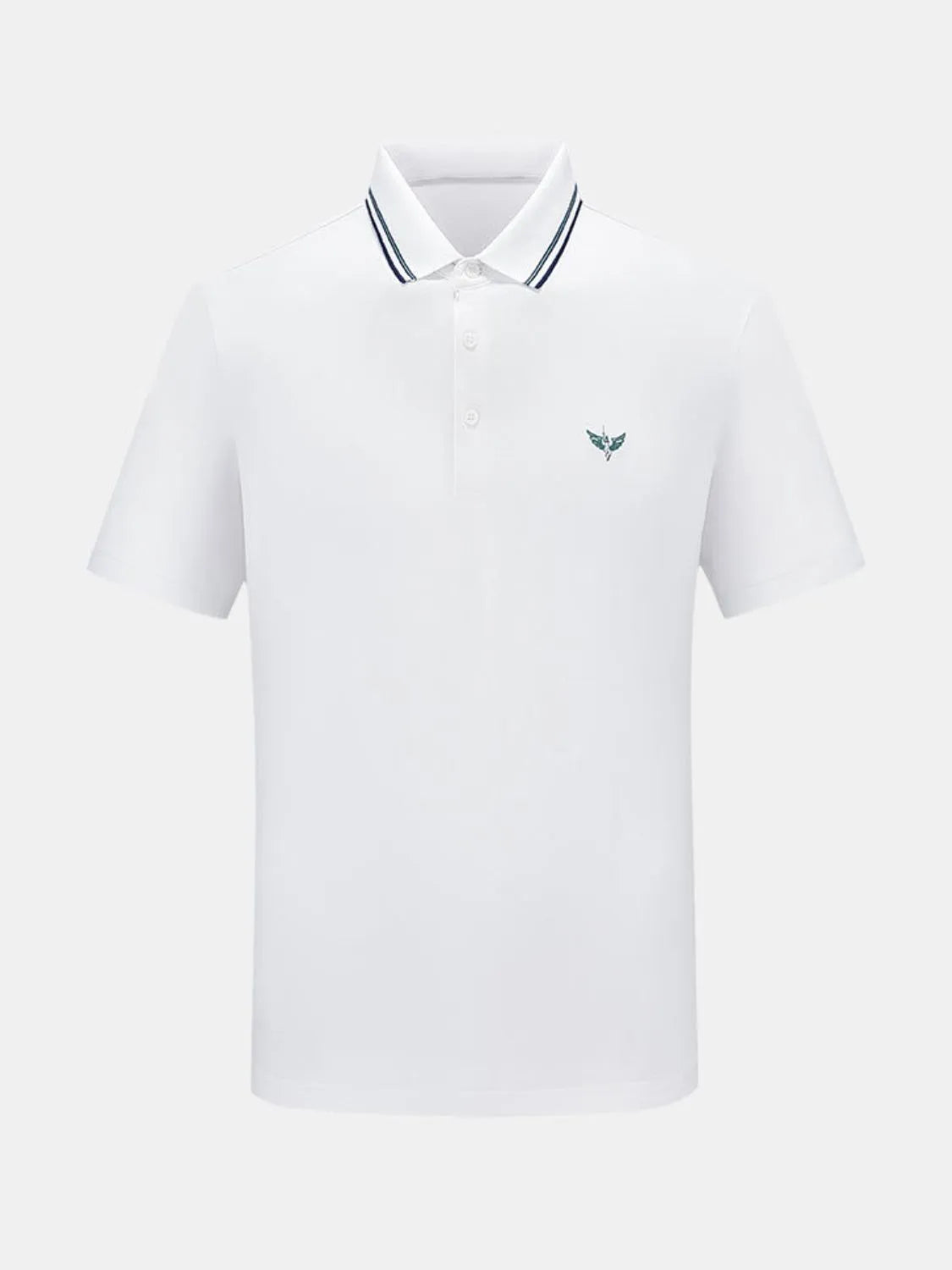 Men's Short Sleeve Breathable Polo with Stripe Detail Collar - Black
