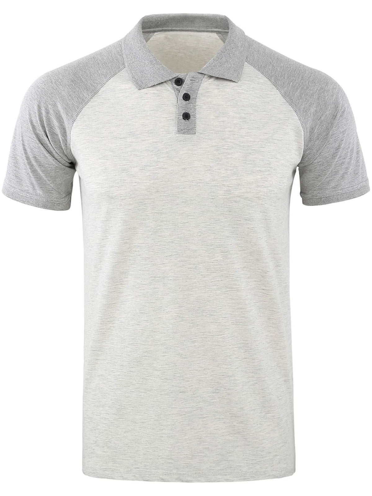 Men's Casual Raglan Sleeve Two-Tone Polo Shirt - Gray