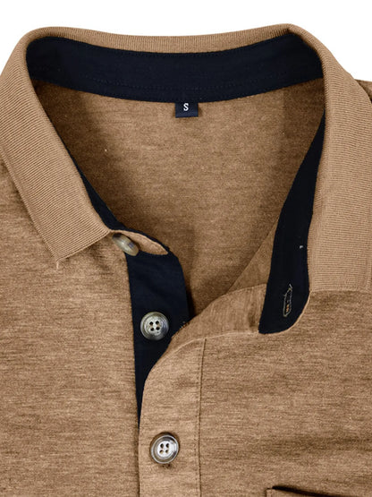 Men's Classic Heathered Pocket Polo Shirt - Khaki