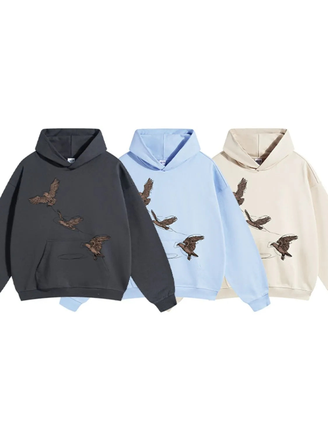 Men's Graphic Long Sleeve Hoodie with Kangaroo Pocket - DCDesigns mens casual hoodie product view