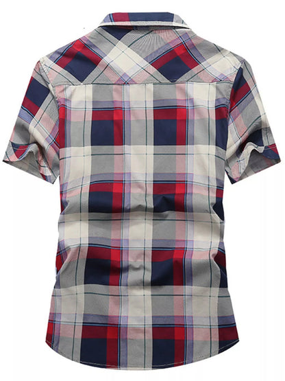 Men's Casual Plaid Short Sleeve Shirt | DCDesigns
