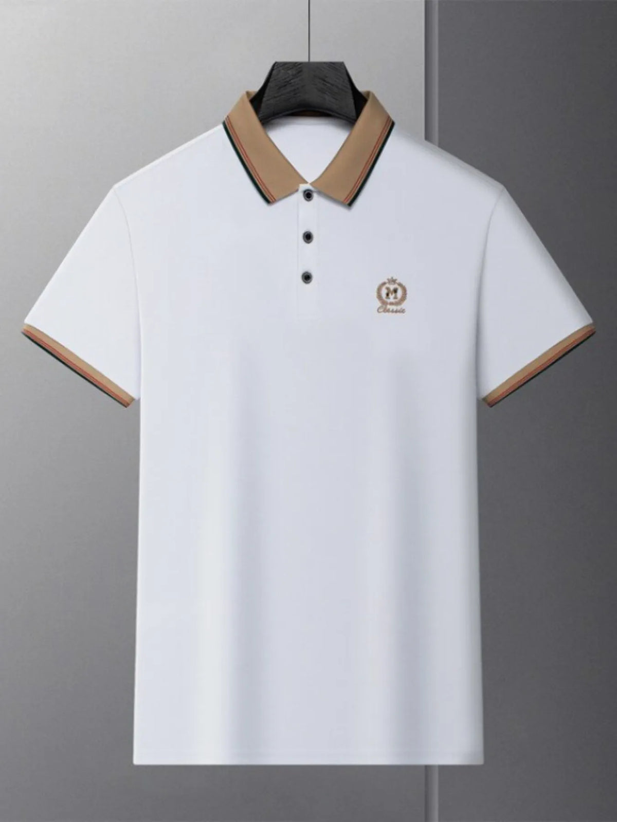 Men's Contrast Collar Classic Polo Shirt - Black