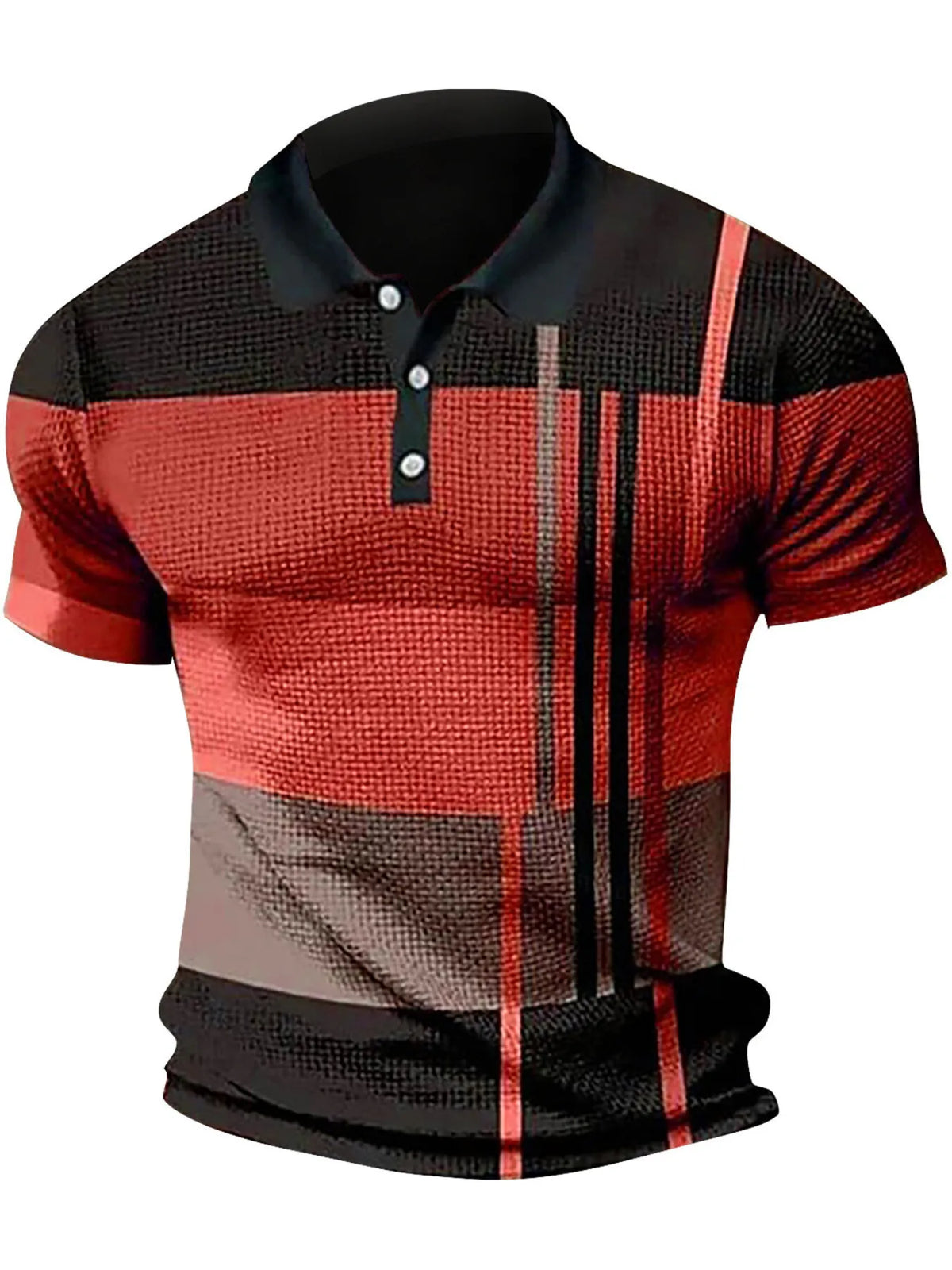 Men's Color Block Short Sleeve Polo Shirt - Blue