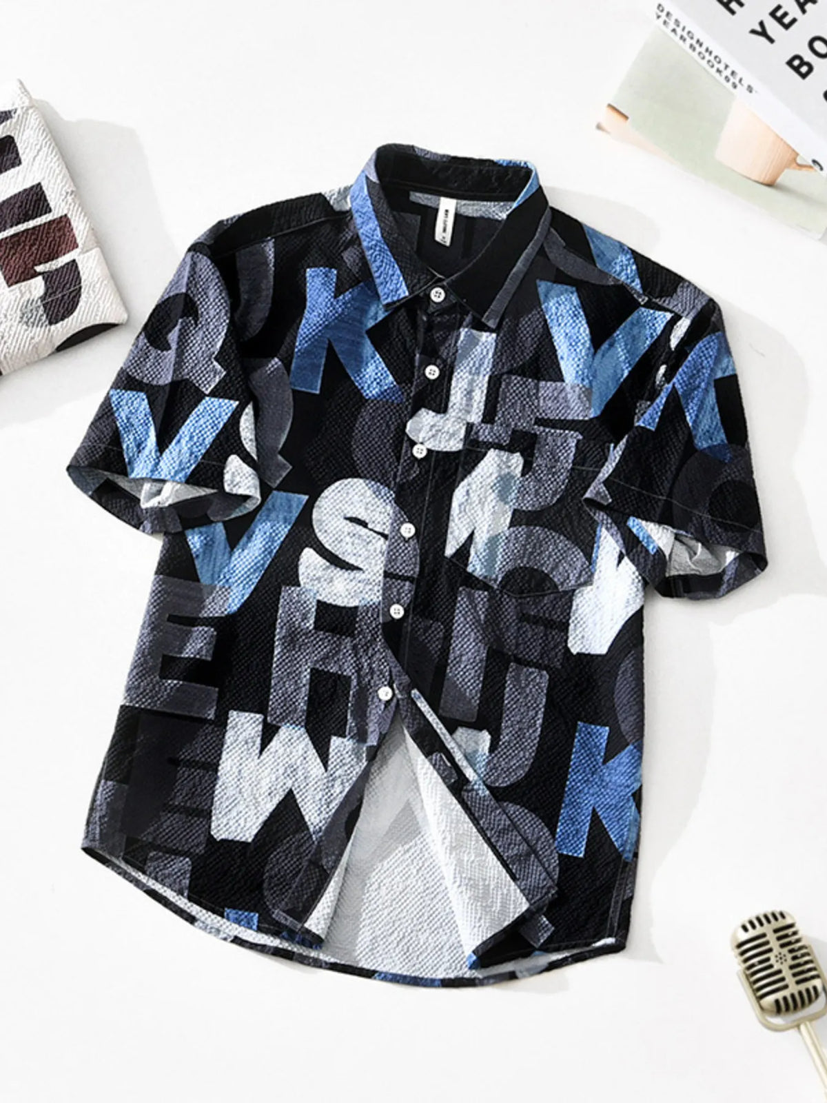 Men's Printed Button-Up Short Sleeve Shirt | DCDesigns