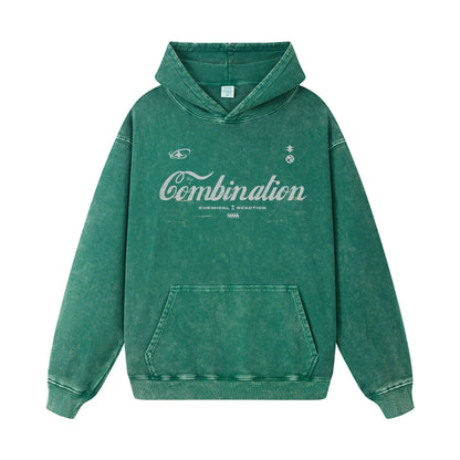 Men's Letter Washed Kangaroo Pocket Hoodie - DCDesigns mens casual hoodie product view