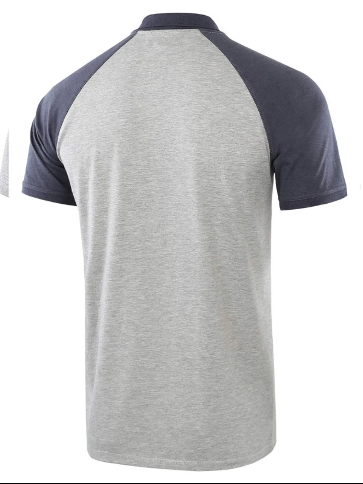 Men's Casual Raglan Sleeve Two-Tone Polo Shirt - Black