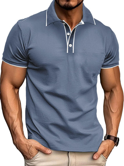 Men's Slim Fit Polo Shirt with Contrast Trim - Dark Gray