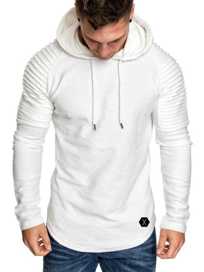 Men's Plus Size Slim Fit Ribbed Hoodie with Drawstring - DCDesigns mens casual hoodie product view