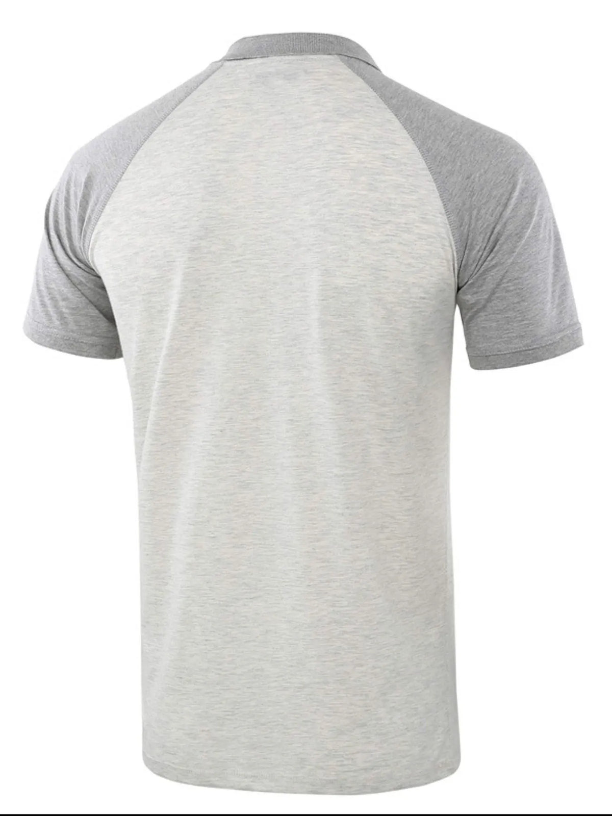 Men's Casual Raglan Sleeve Two-Tone Polo Shirt - Gray