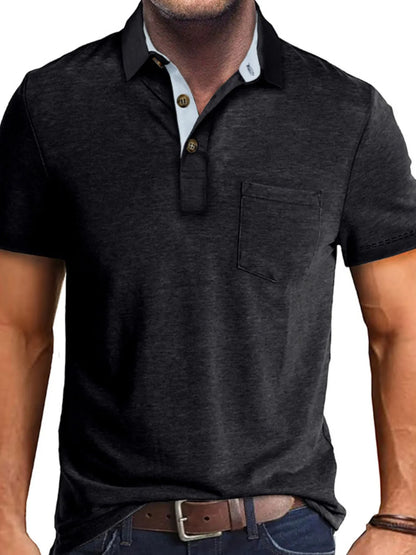 Men's Classic Heathered Pocket Polo Shirt - Khaki