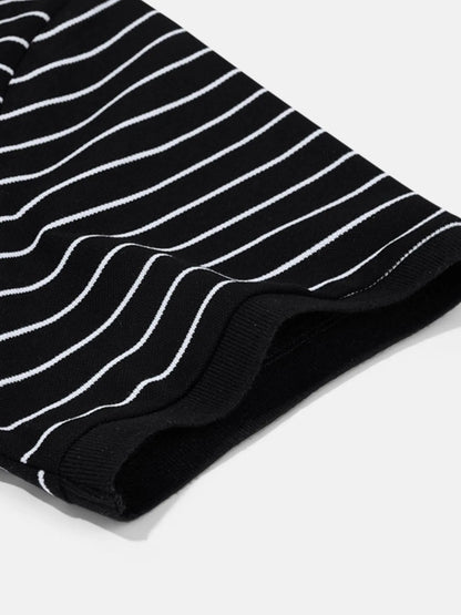 Men's Striped Short Sleeve Polo Shirt - Black