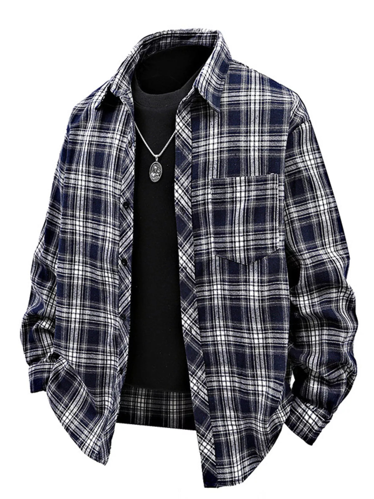 Men's Casual Plaid Long Sleeve Shirt | DCDesigns