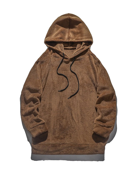Men's Drawstring Long Sleeve Fleece Hoodie - DCDesigns mens casual hoodie product view