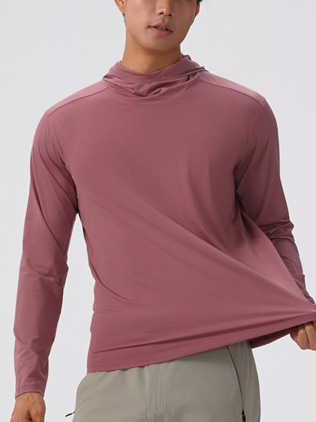 Men's Solid Color Long Sleeve Hoodie - DCDesigns mens casual hoodie product view
