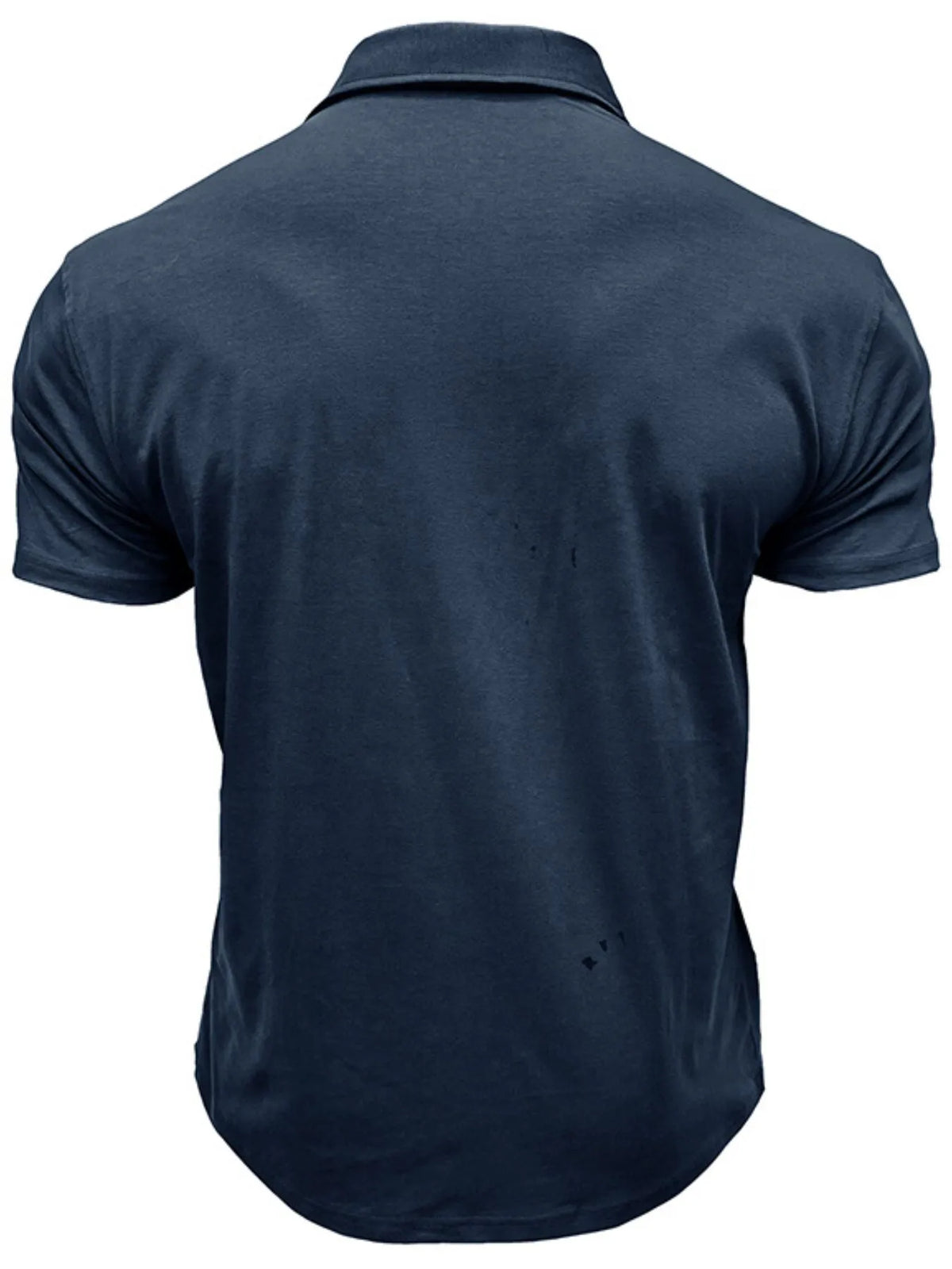 Men's Classic Pocket Polo Shirt with Stand Collar - Navy