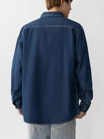 Men's Casual Long Sleeve Denim Shirt | DCDesigns