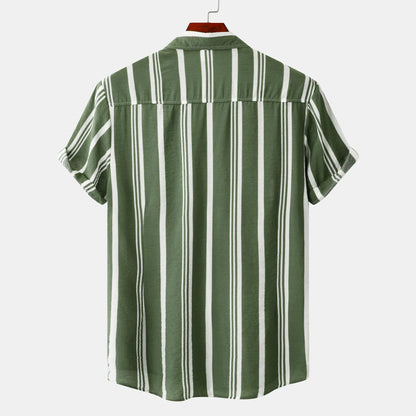 Men's Striped Short Sleeve Button-Down Shirt | DCDesigns